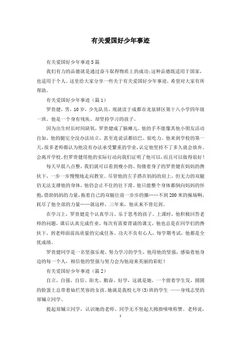 有关爱国好少年事迹
