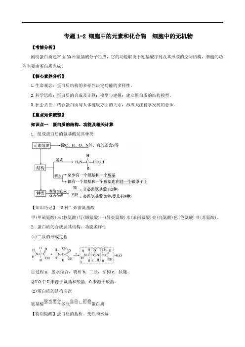 2021年高考生物一轮复习知识点讲解专题1_3生命活动的主要承担者_蛋白质含解析
