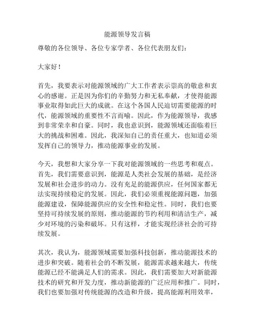 能源领导发言稿