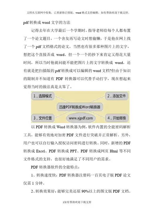 pdf转换成word文字的方法