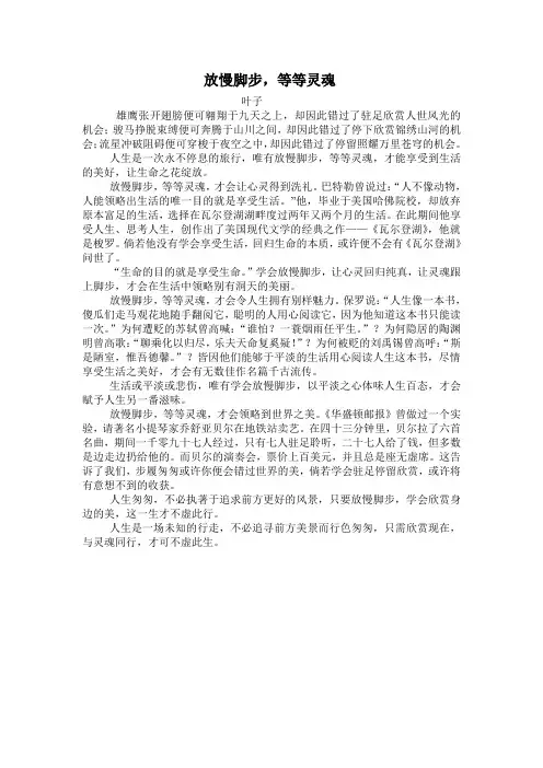 放慢脚步,等等灵魂  