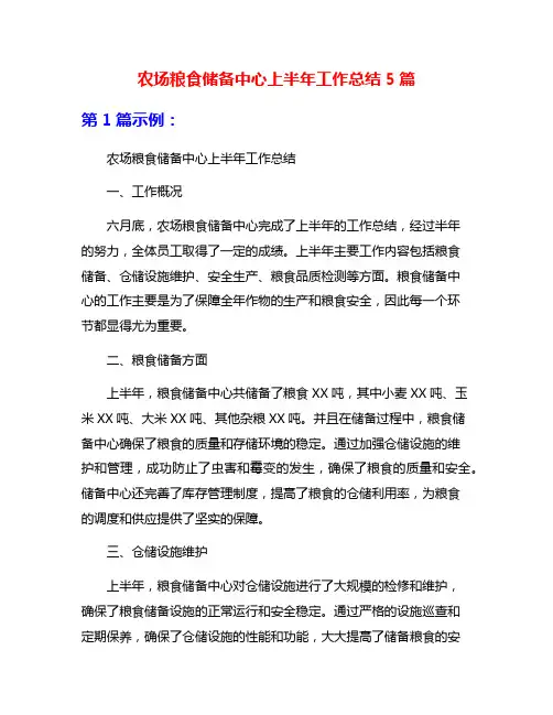 农场粮食储备中心上半年工作总结5篇