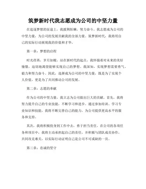 筑梦新时代我志愿成为公司的中坚力量