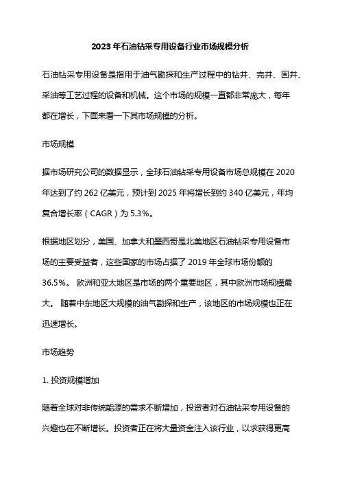 2023年石油钻采专用设备行业市场规模分析