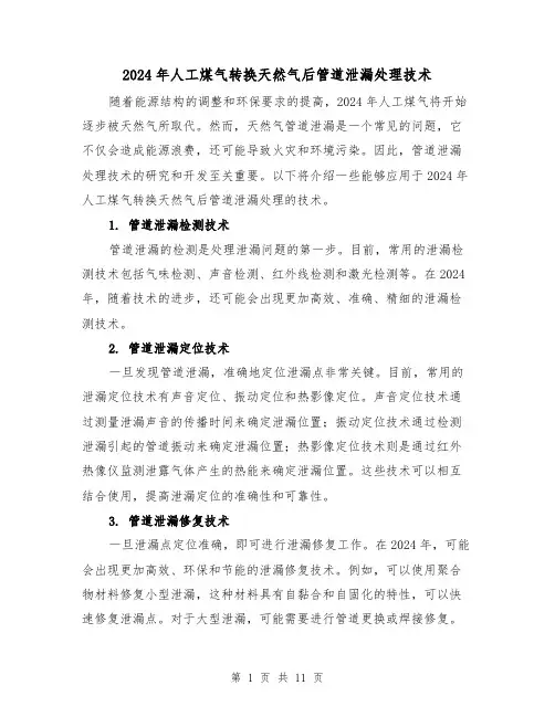 2024年人工煤气转换天然气后管道泄漏处理技术（3篇）