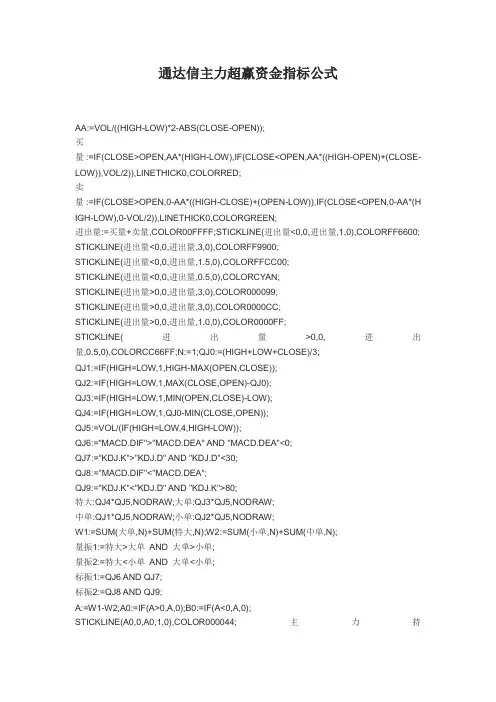 【炒股必看】通达信主力超赢资金指标公式