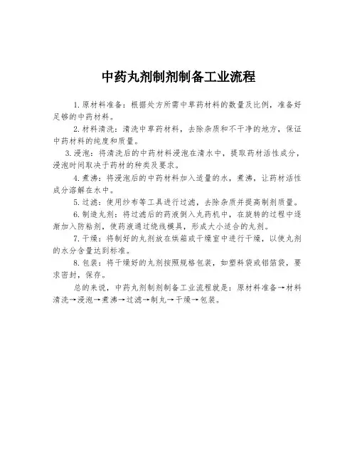 中药丸剂制剂制备工业流程