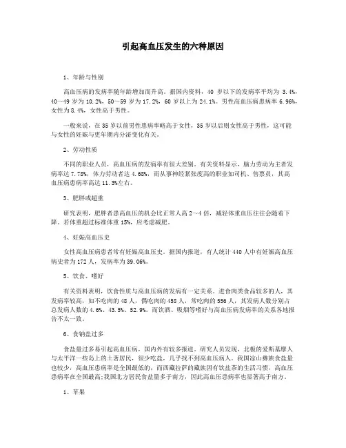 引起高血压发生的六种原因
