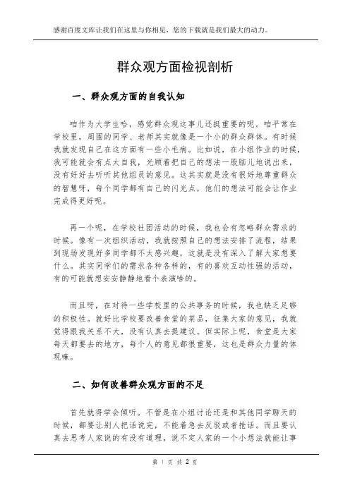 群众观方面检视剖析