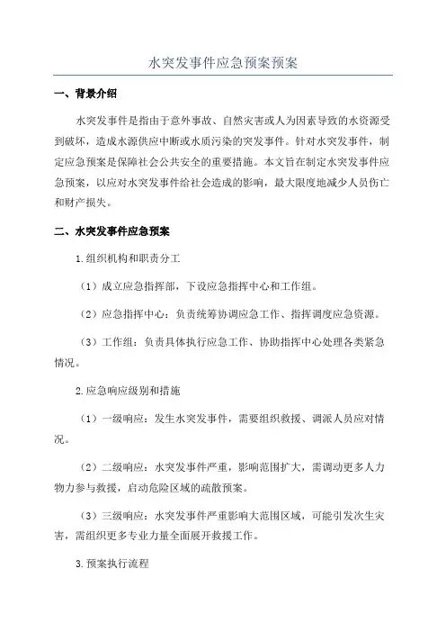 水突发事件应急预案预案