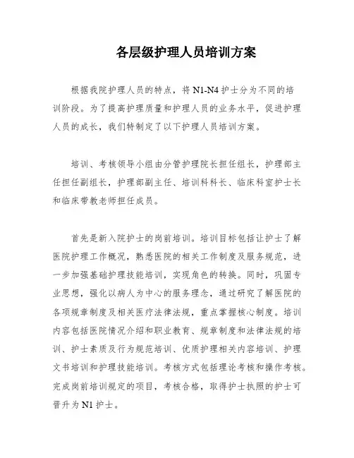 各层级护理人员培训方案