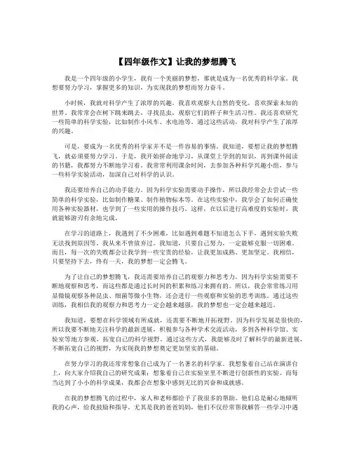 【四年级作文】让我的梦想腾飞