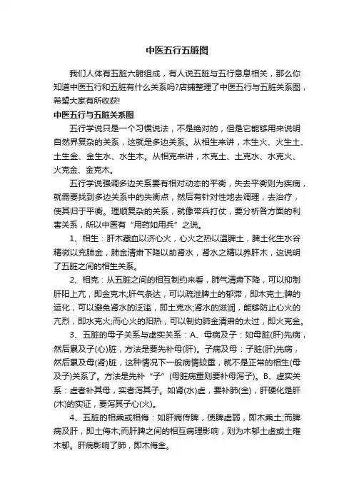 中医五行五脏图