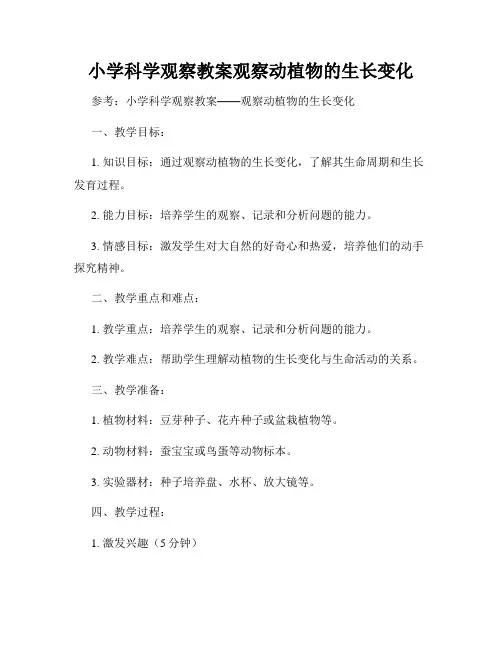 小学科学观察教案观察动植物的生长变化