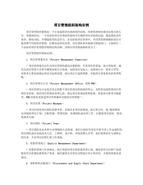 项目管理组织架构实例