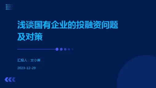 浅谈国有企业的投融资问题及对策