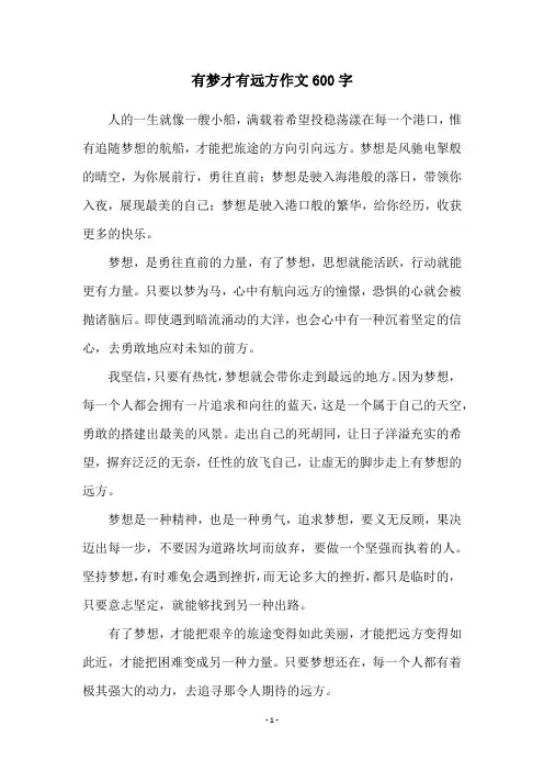 有梦才有远方作文600字