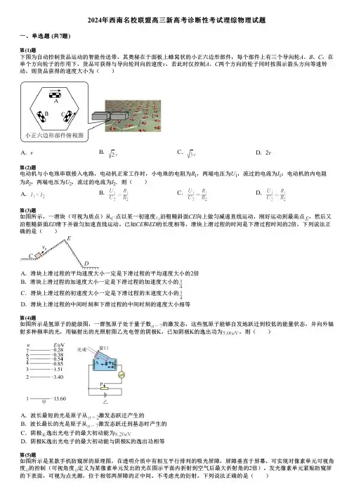 2024年西南名校联盟高三新高考诊断性考试理综物理试题