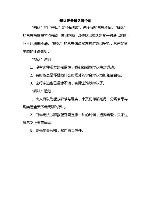 辩认还是辨认哪个对
