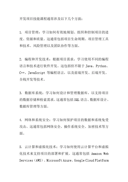 开发项目技能课程
