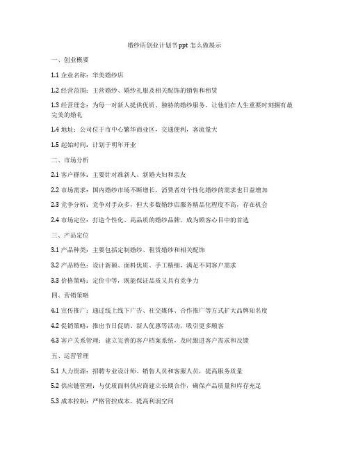 婚纱店创业计划书ppt怎么做展示