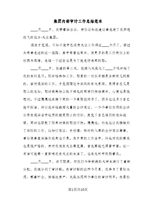 集团内部审计工作总结范本(4篇)