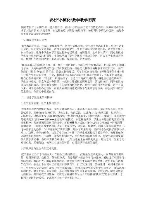 农村“小班化”数学教学初探