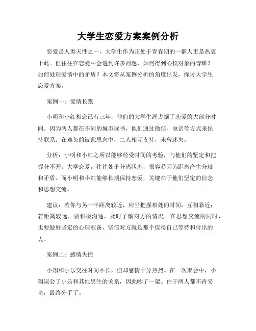 大学生恋爱方案案例分析