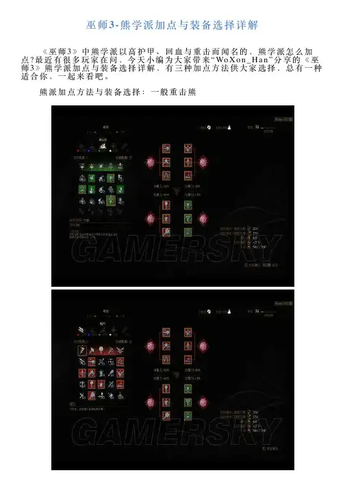 巫师3熊学派加点与装备选择详解