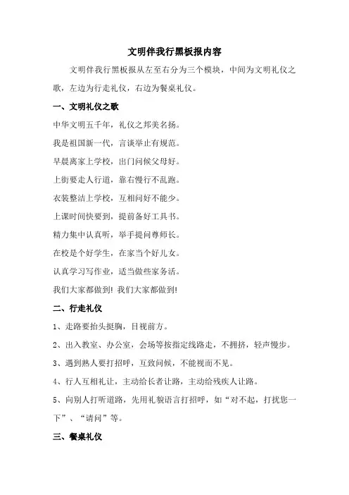 课间十分钟,文明伴我行黑板报内容