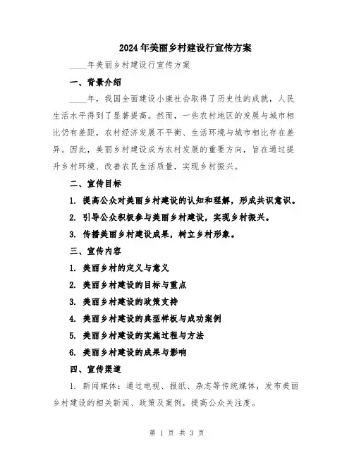 2024年美丽乡村建设行宣传方案