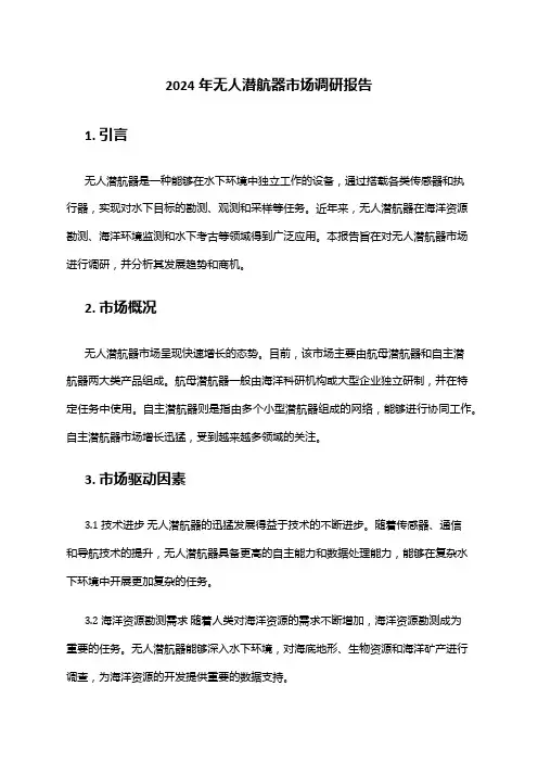 2024年无人潜航器市场调研报告