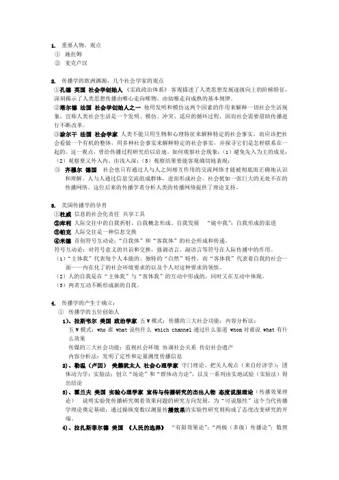 传播学期末复习知识点