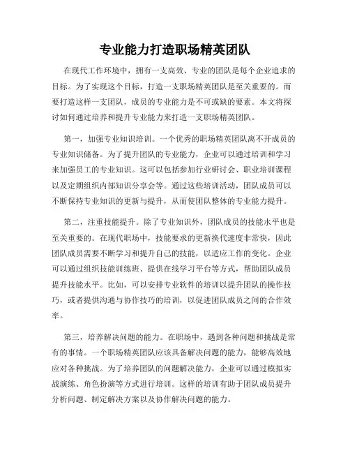专业能力打造职场精英团队
