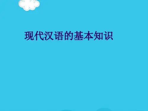 现代汉语的基本知识PPT优质资料