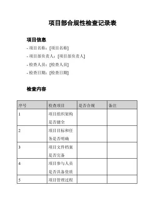 项目部合规性检查记录表