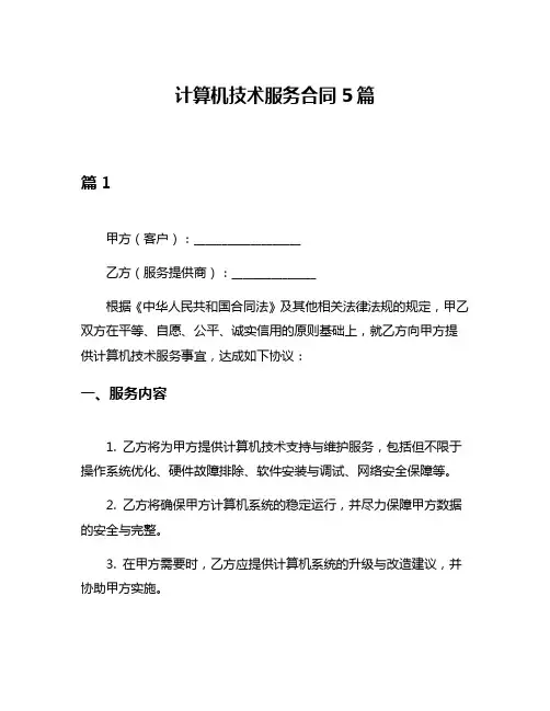 计算机技术服务合同5篇