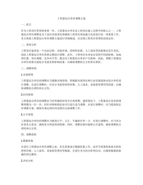 工程量综合单价调整方案