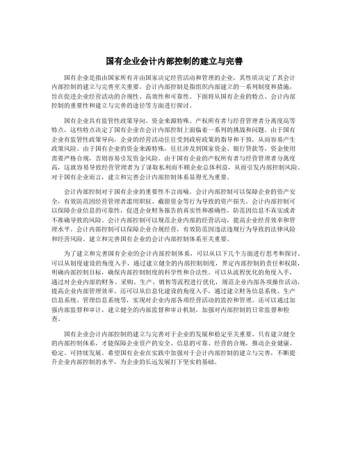 国有企业会计内部控制的建立与完善