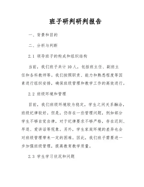 班子研判研判报告