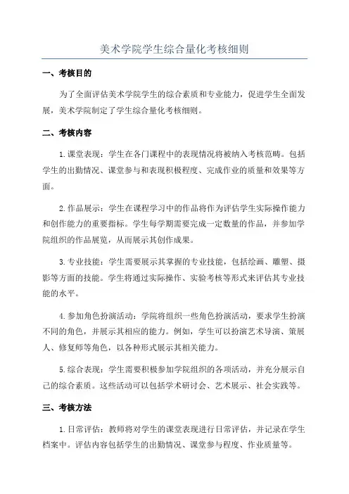 美术学院学生综合量化考核细则
