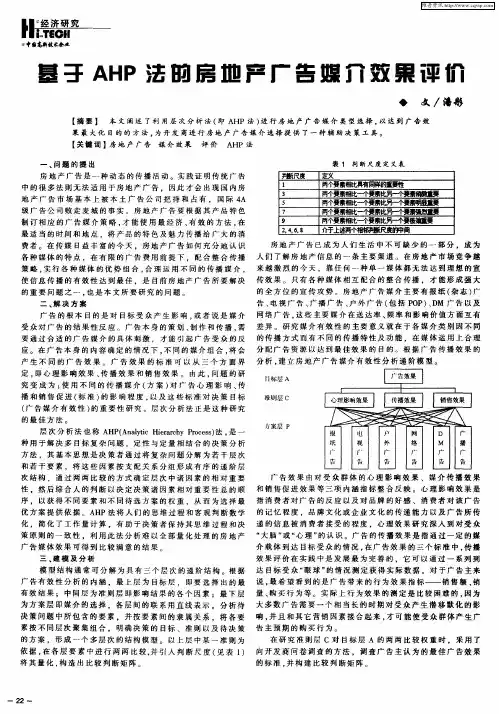 基于AHP法的房地产广告媒介效果评价