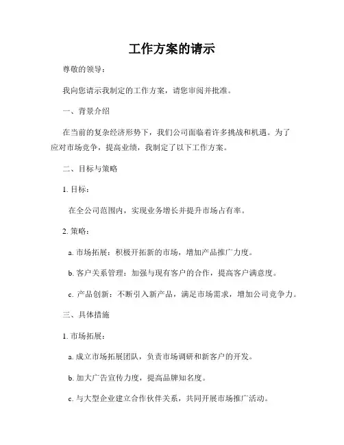 工作方案的请示