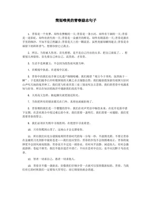 简短唯美的青春励志句子