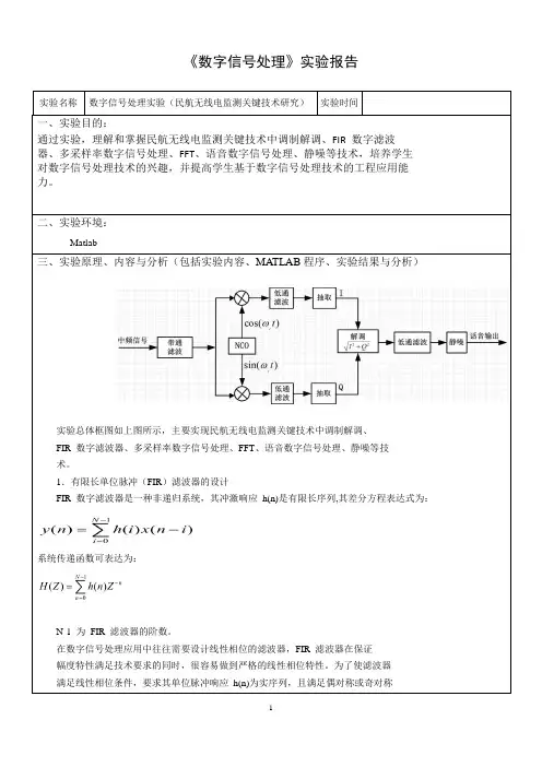 数字信号处理实验(民航无线电监测关键技术研究)