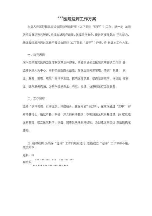 医院迎评方案