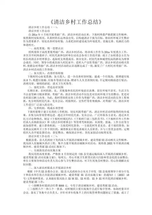 清洁乡村工作总结10篇