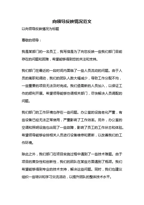 向领导反映情况范文