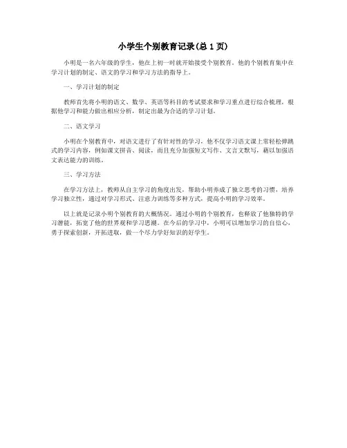 小学生个别教育记录(总1页)