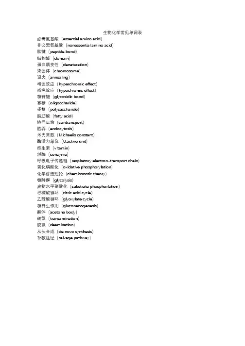 生物化学常见单词表